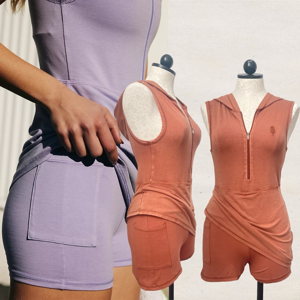FP Movement by Free People Hot Shot Hooded Skortsie Sequoia Brun Skort Dress XS - Picture 3 of 8